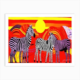 African Animal Zebra Print - Zebras In The Sun Art Print