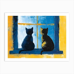 Cats In Window 4 Art Print