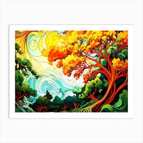 Arbutus Forest Pacific Ocean - Scenic Westcoast Abstract Art Print