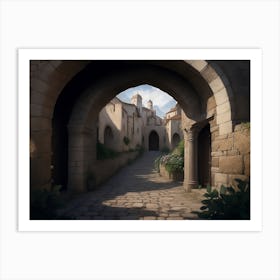 Medieval City Encircled By Stone Walls Art Print