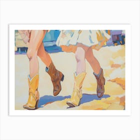 Two Girls In Cowboy Boots Art Print