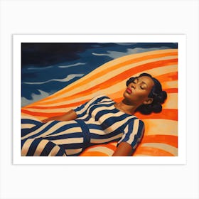 Woman Laying On A Beach Art Print