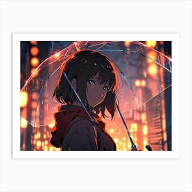 Anime Girl With Umbrella 1 Art Print