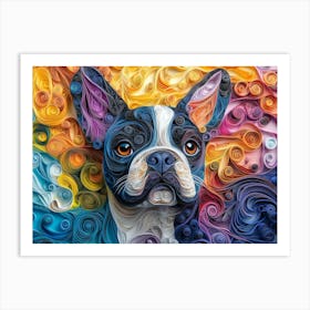 French Bulldog Paper Quilling Dog Portrait II Art Print