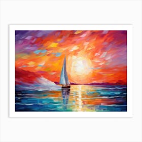 Sailboat At Sunset 2 Art Print