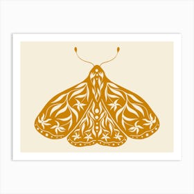 Folk Art Moth 01 - Mango Art Print