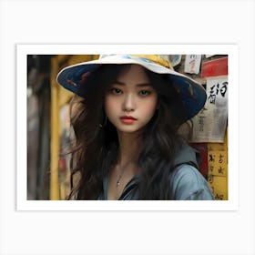 Asian Girl In Hat Art Print