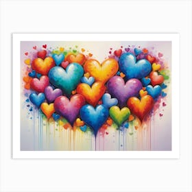 Hearts Of Love 10 Art Print