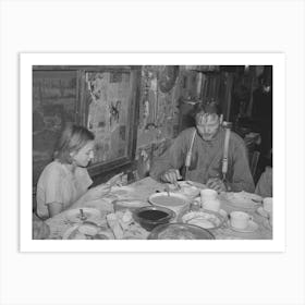 Tenant Farmer And Daughter At Noonday Meal Near Muskogee, Oklahoma, See General Caption Number 20 By Russell Art Print