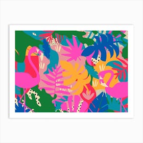 Tropical Flamingos Art Print