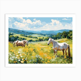 Horses Painting In Appalachian Mountains, Usa, Landscape 3 Art Print