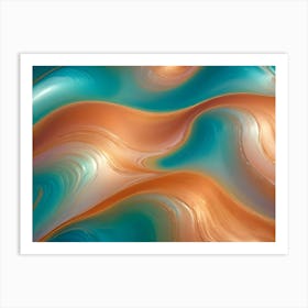 Abstract Design Of Smooth Flowing Waves In A Variety Of Colors, Resembling Melted Chocolate And Caramel Art Print