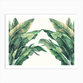 Tropical Seamless Border with Beautiful Palm, Banana Leaves 1 Art Print