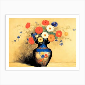 Flowers In A Blue Vase 2 Art Print