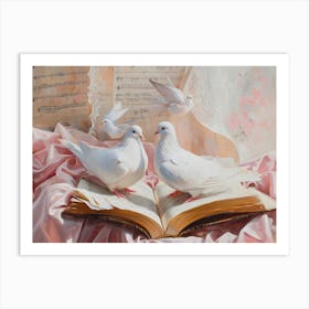 Doves On A Book Art Print