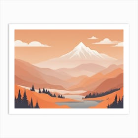 Misty mountains horizontal background in orange tone 85 Art Print