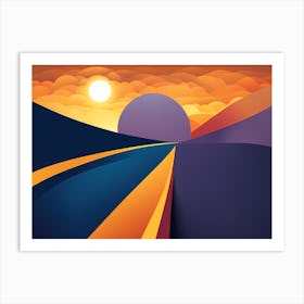 Sunset On The Road Art Print