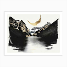 Moon In The Mountains Art Print