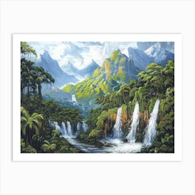 Waterfalls In The Jungle Art Print