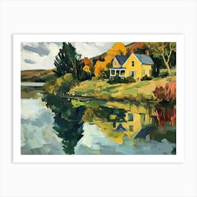 House By The Lake - expressionism Art Print