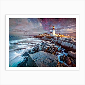 Lighthouse At Night Art Print