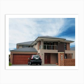 House With Car Parked In Front Art Print