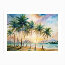 Sunset Palm Trees Art Print