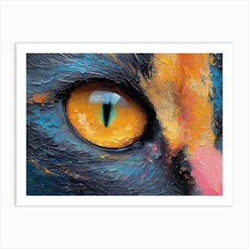 Whiskered Masterpieces: A Feline Tribute to Art History: Eye Of A Cat Art Print