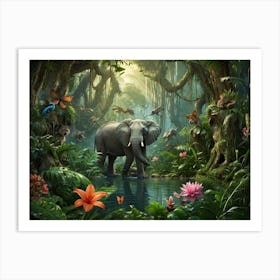 Elephant In The Jungle 1 Art Print