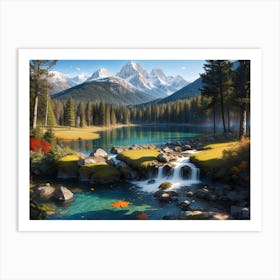 Mountain river landscape painting #5 Art Print