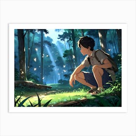 Anime Boy In The Forest Art Print