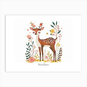 Little Floral Reindeer 2 Poster Art Print