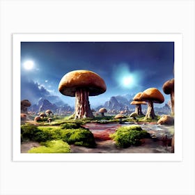 Alien Mushroom Forest 3 Art Print