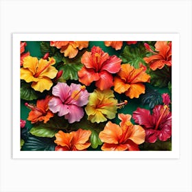 Hibiscus Flowers paintings art print Art Print