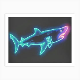 Green Scalloped Hammerhead Neon Shark 2 Art Print