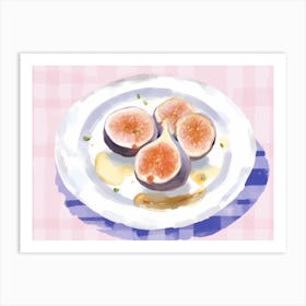 A Plate Of Figs, Top View Food Illustration, Landscape 5 Art Print