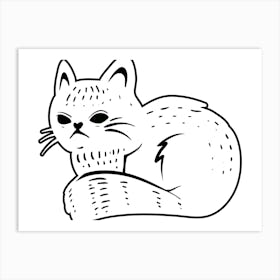 Cat Drawing Art Print