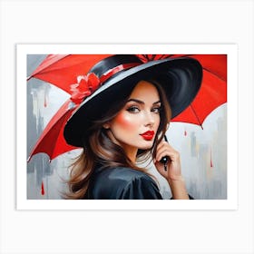 Elegant Woman With An Umbrella Art Print