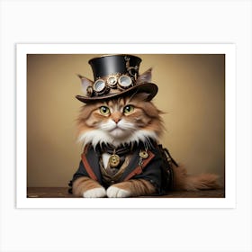 Steampunk Cat 10 Art Print