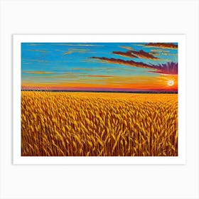 Sunset Over A Wheat Field 4 Art Print