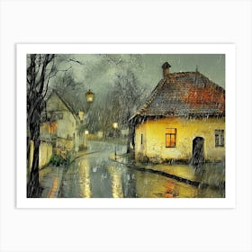 Rainy Night in Romanian Village # 2 Art Print