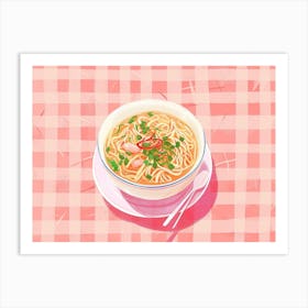 Pho Soup Pink Checkerboard 3 Art Print