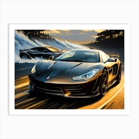 Two Sports Cars On A Road Art Print