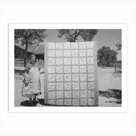 Mrs, Bill Stagg With State Quilt She Made, Mrs, Stagg Helps Her Husband In The Fields With Plowing, Planting Art Print