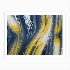 Abstract Image Of Swirling, Fluid Colors In Shades Of Blue, Yellow, And White Art Print