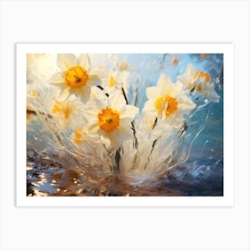 Daffodils Splashing Water Art Print