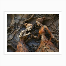 Two Women In The Forest Art Print