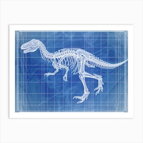 Oviraptor Skeleton Hand Drawn Blueprint 1 Art Print
