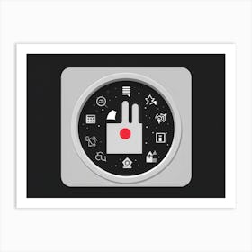 Black Pointer Finger Piercing The Center Of A Grey Round Interface Button Encapsulating The Essence (2) Art Print