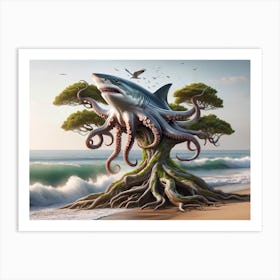 Sharktopus Tree Fantasy Art Print